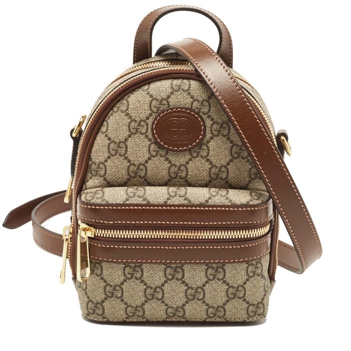 Gucci Beige GG Supreme Canvas Multi-Function Interlocking G Shoulder Bag front
